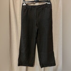 Eileen Fisher Linen/Wool blend Cropped Trousers Dark Brown